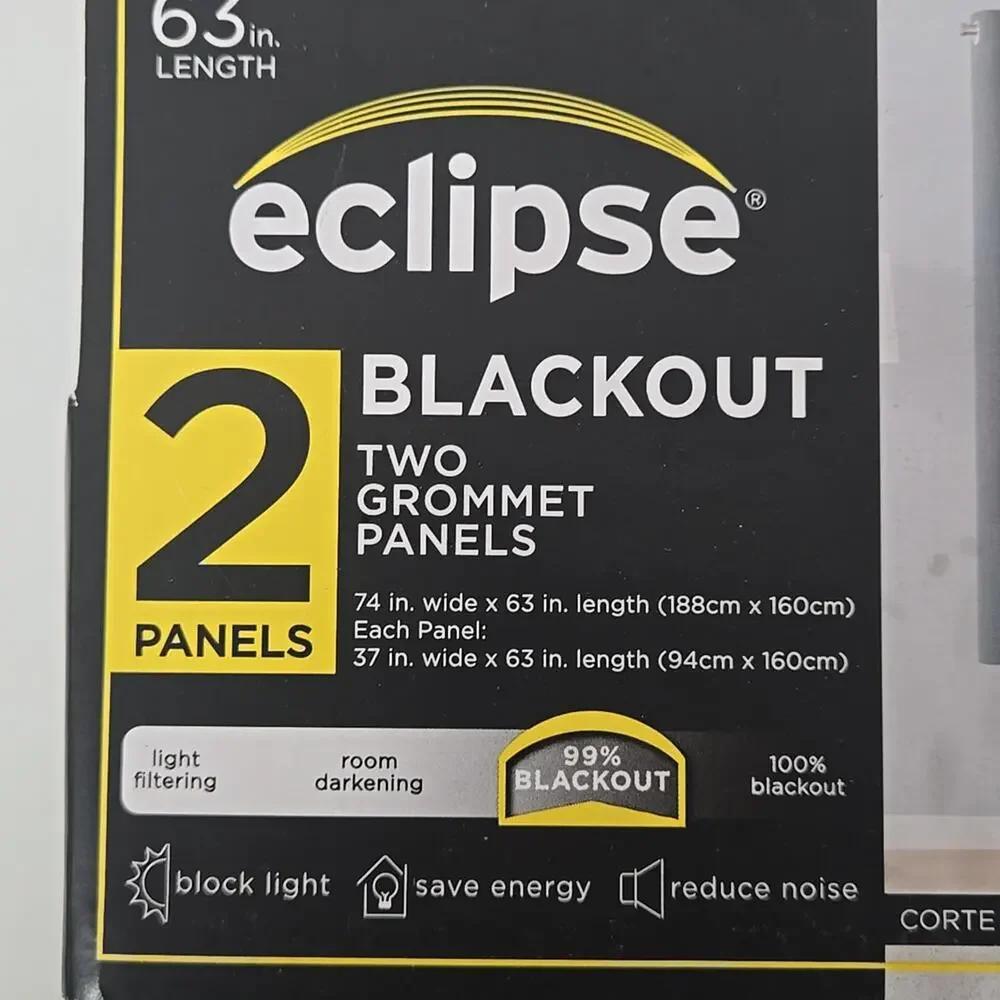 NIP Eclipse Corte Solid Blackout Curtain Panel Pair Grey 37